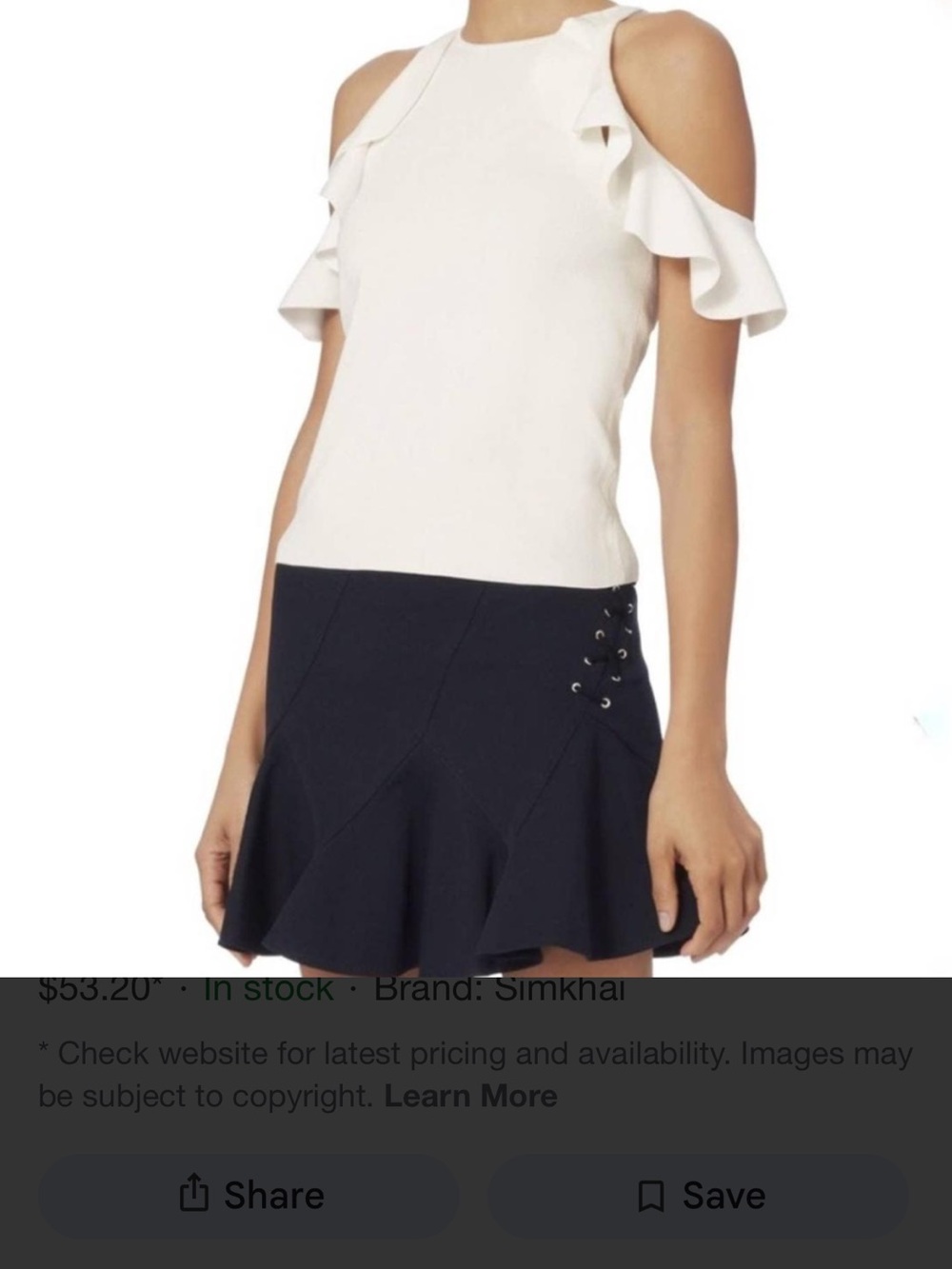 Jonathon Simkhai White Cold-Shoulder Ruffle Shell Top - Picture 4 of 5